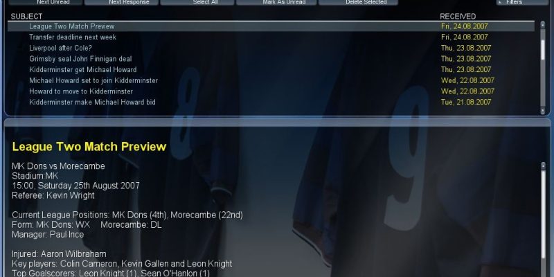 Championship Manager 2008 - PC Game Screenshot